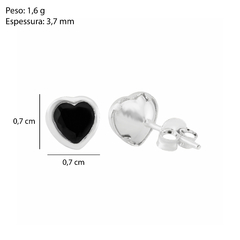 Brinco Prata Coração Zircônia Preta 7 mm na internet