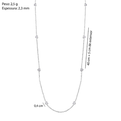 Colar Prata Zircônias Coração Cristal 4mm 40cm + Extensor 5cm na internet