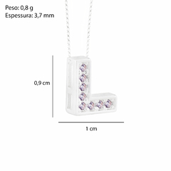 Imagem do Pingente Prata Letra 1cm Zircônias Cristal