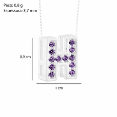 Imagem do Pingente Prata Letra 1cm Zircônia Ametista