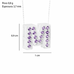 Pingente Prata Letra 1cm Zircônia Ametista na internet