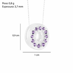 Pingente Prata Letra 1cm Zircônia Ametista na internet