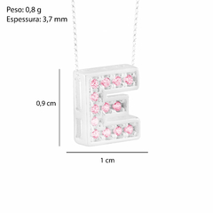 Pingente Prata Letra 1cm Zircônias Rosa na internet