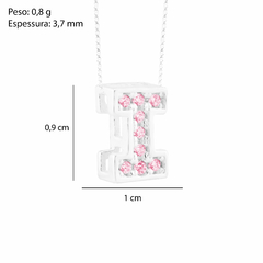 Pingente Prata Letra 1cm Zircônias Rosa na internet