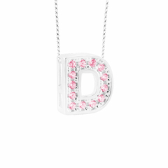 Pingente Prata Letra 1cm Zircônias Rosa - comprar online