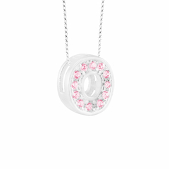 Pingente Prata Letra 1cm Zircônias Rosa - loja online