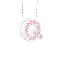 Pingente Prata Letra 1cm Zircônias Rosa - comprar online