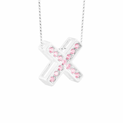 Pingente Prata Letra 1cm Zircônias Rosa - comprar online