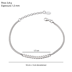 Pulseira Prata Corrente 16cm + 3cm na internet