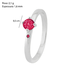 40% OFF Anel Prata Solitário Zircônia Pink - Via Vizzon Atacado