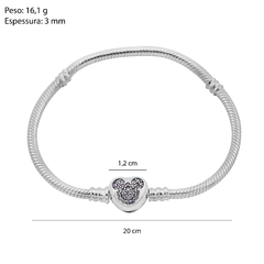 Pulseira Prata p/ Berloque Coração com Zircônias - Via Vizzon Atacado