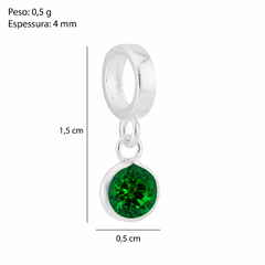 Berloque Prata Ponto de Luz Zirconia Verde 5mm na internet