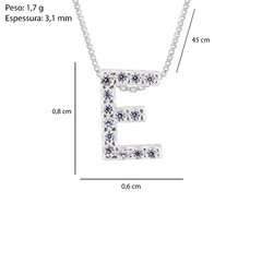 Colar Prata V12 Pingente Letra Cravejada c/ Zircônias