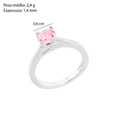 Anel Prat Solitário Zircônia Rosa 5,5mm - Via Vizzon Atacado