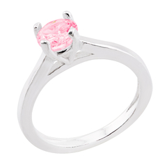 Anel Prat Solitário Zircônia Rosa 5,5mm - comprar online