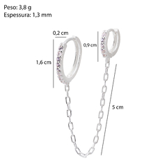 Argola Prata Corrente com Piercing 1,6cm - Via Vizzon Atacado