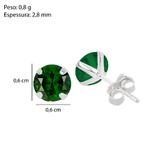 Brinco Prata Zircônia Redonda Verde 6mm na internet