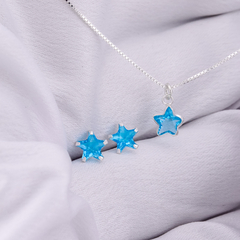 Conjunto Prata Estrela Azul Claro - comprar online