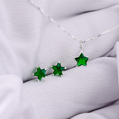 Conjunto Prata Estrela Esmeralda - comprar online