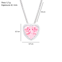 Colar Prata Zircônia Coração Galeria Rosa 7mm na internet