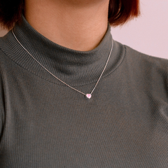 Colar Prata Zircônia Coração Galeria Rosa 7mm - comprar online