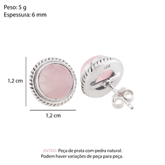 Brinco Prata Envelhecida Pedra Quartzo Rosa 9mm na internet