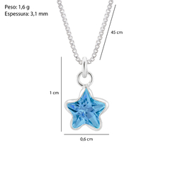 Colar Prata Ping. Estrela Zircônia Azul 6mm na internet