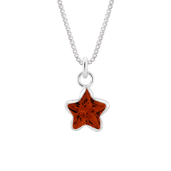 Colar Prata Ping. Estrela Zircônia Laranja 6mm