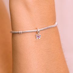 Berloque Prata Borboleta Zirconia Pink - comprar online