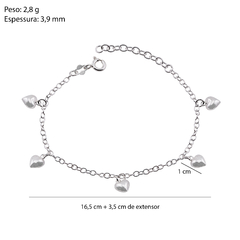 Mix Prata Pulseiras Corações - comprar online