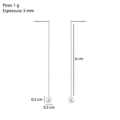 Brinco Prata Bolinha 5mm Pendurada c/ Corrente na internet