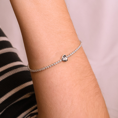 Pulseira Prata Ródio Riviera com Coração Love You - comprar online