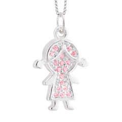 Pingente Prata Menina G Zirconias Rosa