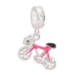 Berloque Prata Bicicleta Pink