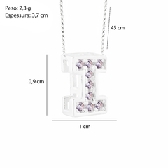 Colar Prata Letra Zircônia White 45cm na internet