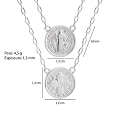 Escapulário 60cm Prata Medalha de São Bento 12x12mm - loja online