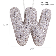 Pingente Prata c/ Ródio Letra Robusta Cravejada - loja online
