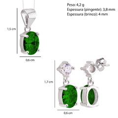 Conjunto Prata c/ Ródio Brinco + Pingente Esmeralda na internet