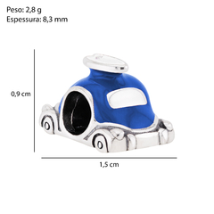 Berloque Prata Fusquinha + Prancha Resinado Azul - Via Vizzon Atacado