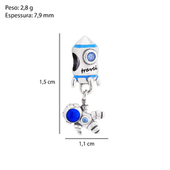 Berloque Prata Astronauta + Foguete - Via Vizzon Atacado