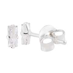 Brinco Prata Zircônia Retangular White 4x2mm - comprar online