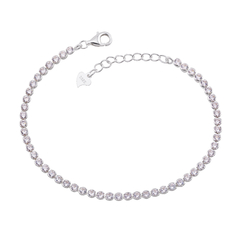 Pulseira Prata Riviera Cristal Redonda 3mm 17+3cm Extensor - comprar online