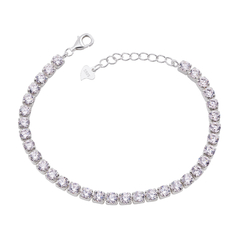 Pulseira Prata Riviera Cristal 4mm 16+3 Extensor - comprar online