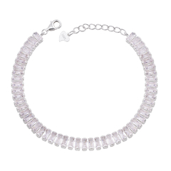 Pulseira Prata Riviera Cristal Baguete 6mm 16,5+3cm Extensor - comprar online