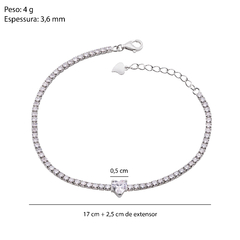 Conjunto Prata Riviera Cristal Coração Pulseira + Colar - Via Vizzon Atacado