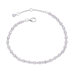 Pulseira Prata Riviera Cristal Redonda Intercalada 3x2mm 17+3 Extensor - comprar online