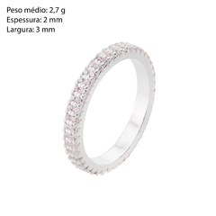 Anel Prata Zirconia Cristal - Via Vizzon Atacado