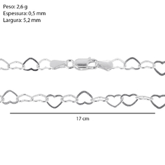 Pulseira Prata Elo de Coração 5,2mm na internet