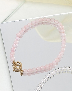 Pulseira Quartzo Rosa em fio de seda