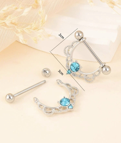 piercings mamilo com pedra azul - comprar online